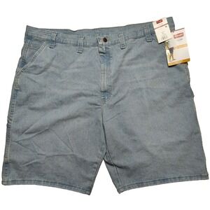 Wrangler Men 46 Light Wash Flex Cotton‎ Blue Denim 10" Carpenter Shorts NEW